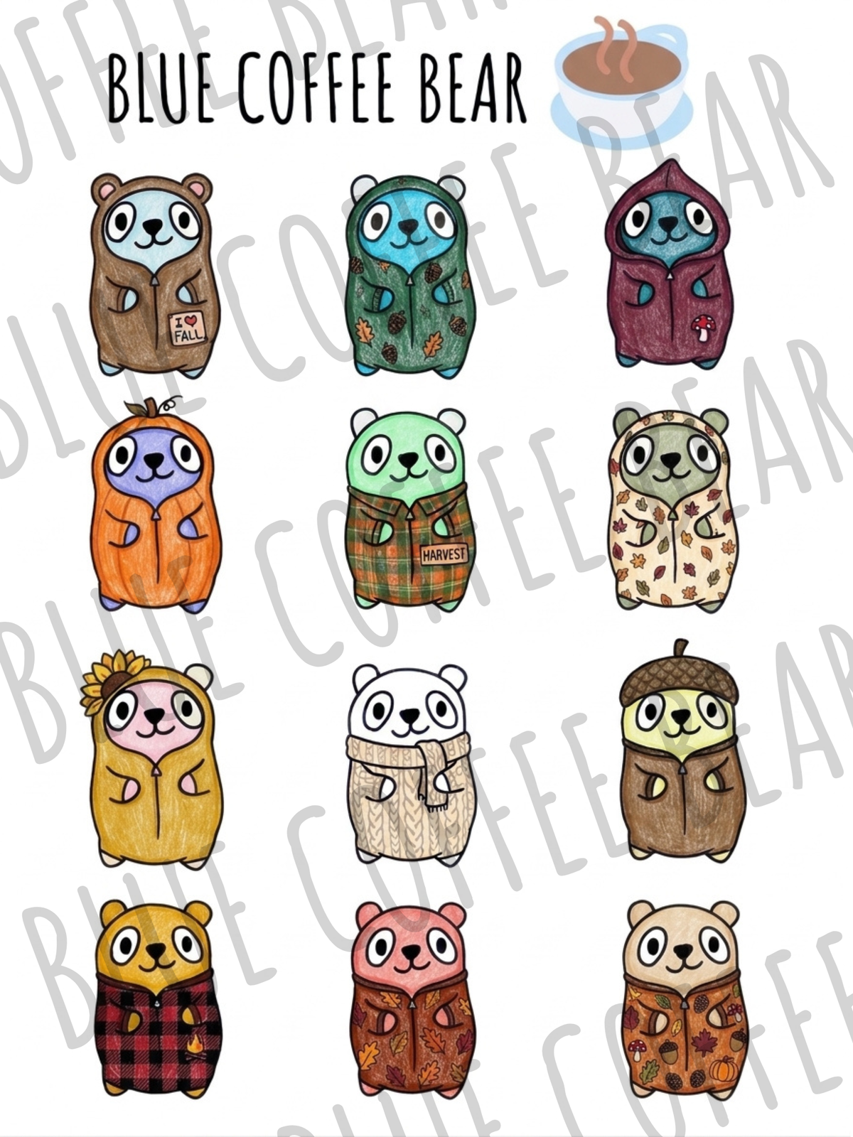 BlueCoffeeBear Fall Onesie Stickers