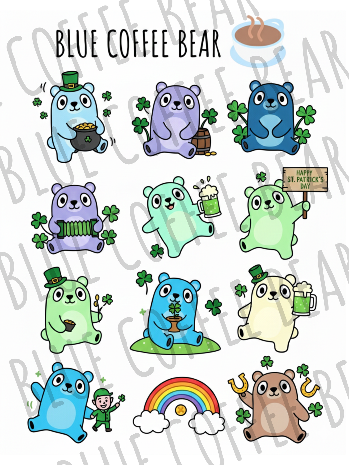 BlueCoffeeBear St Patricks Day Stickers