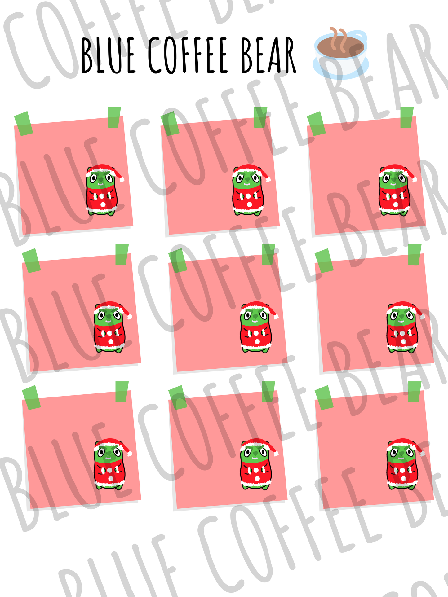 BlueCoffeeBear Christmas Sticky Stickers