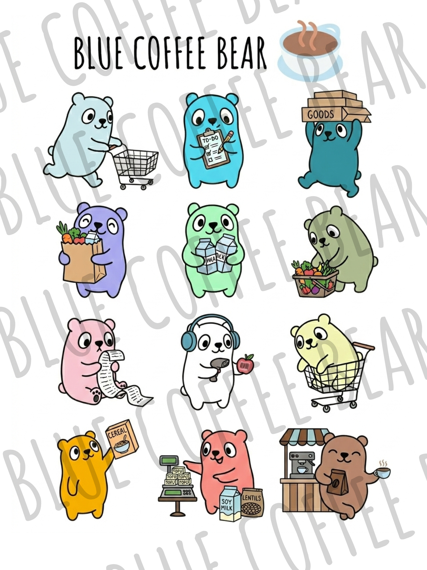 BlueCoffeeBear Groceries Stickers