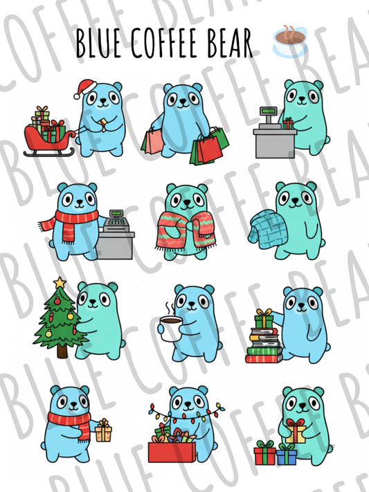 BlueCoffeeBear Christmas Shopping Stickers
