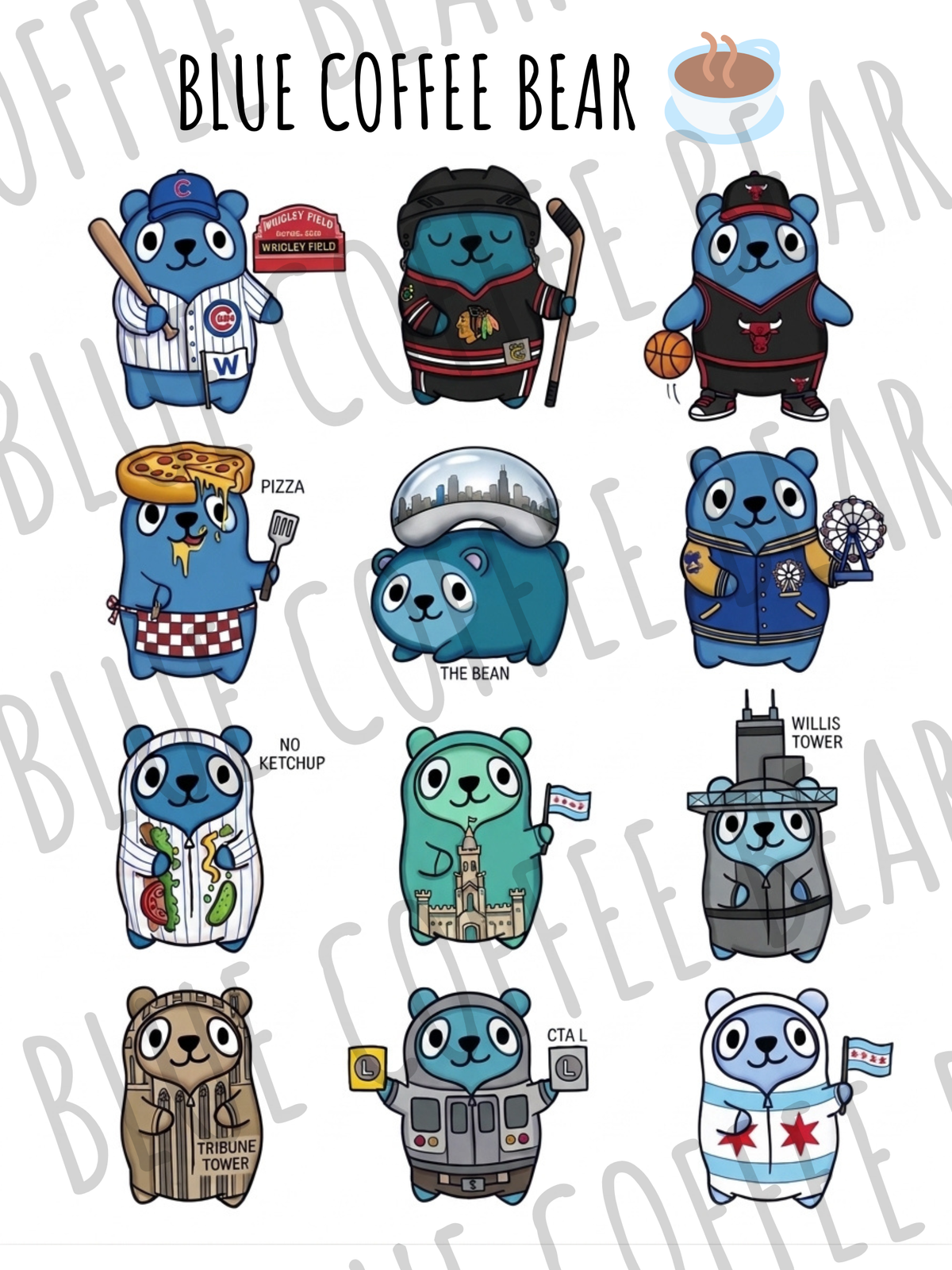 BlueCoffeeBear Chicago Stickers