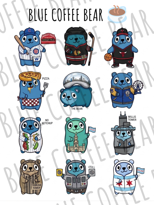 BlueCoffeeBear Chicago Stickers