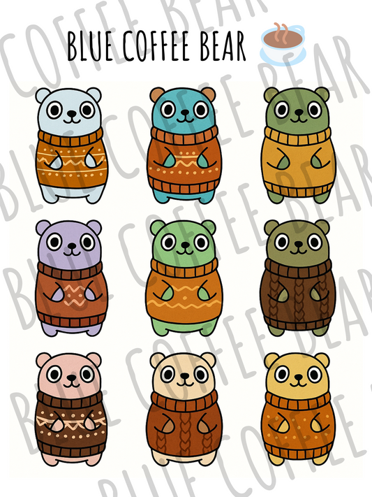 BlueCoffeeBear Sweater Weather Stickers