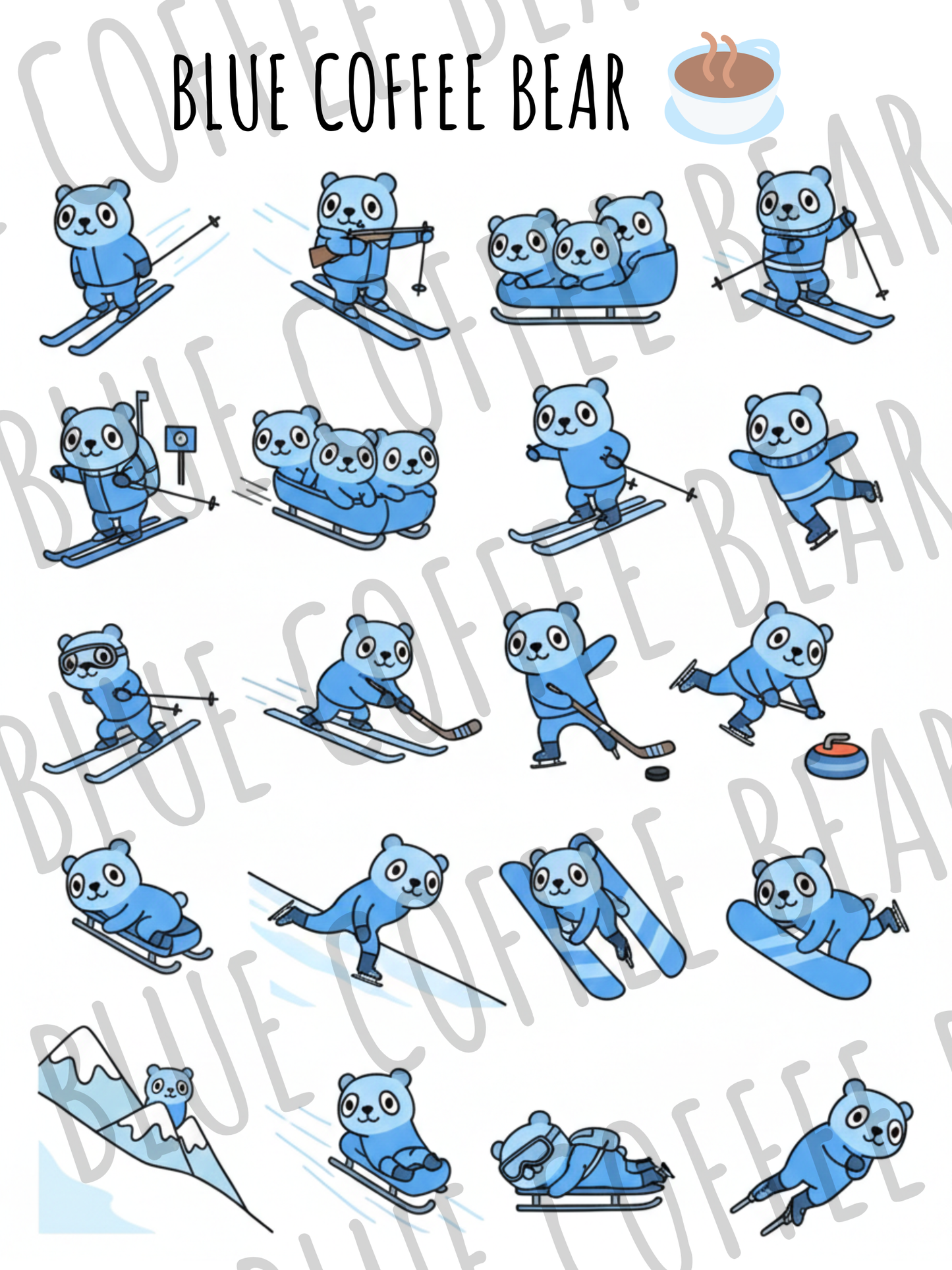 BlueCoffeeBear Winter Olympics Sticker Sheet
