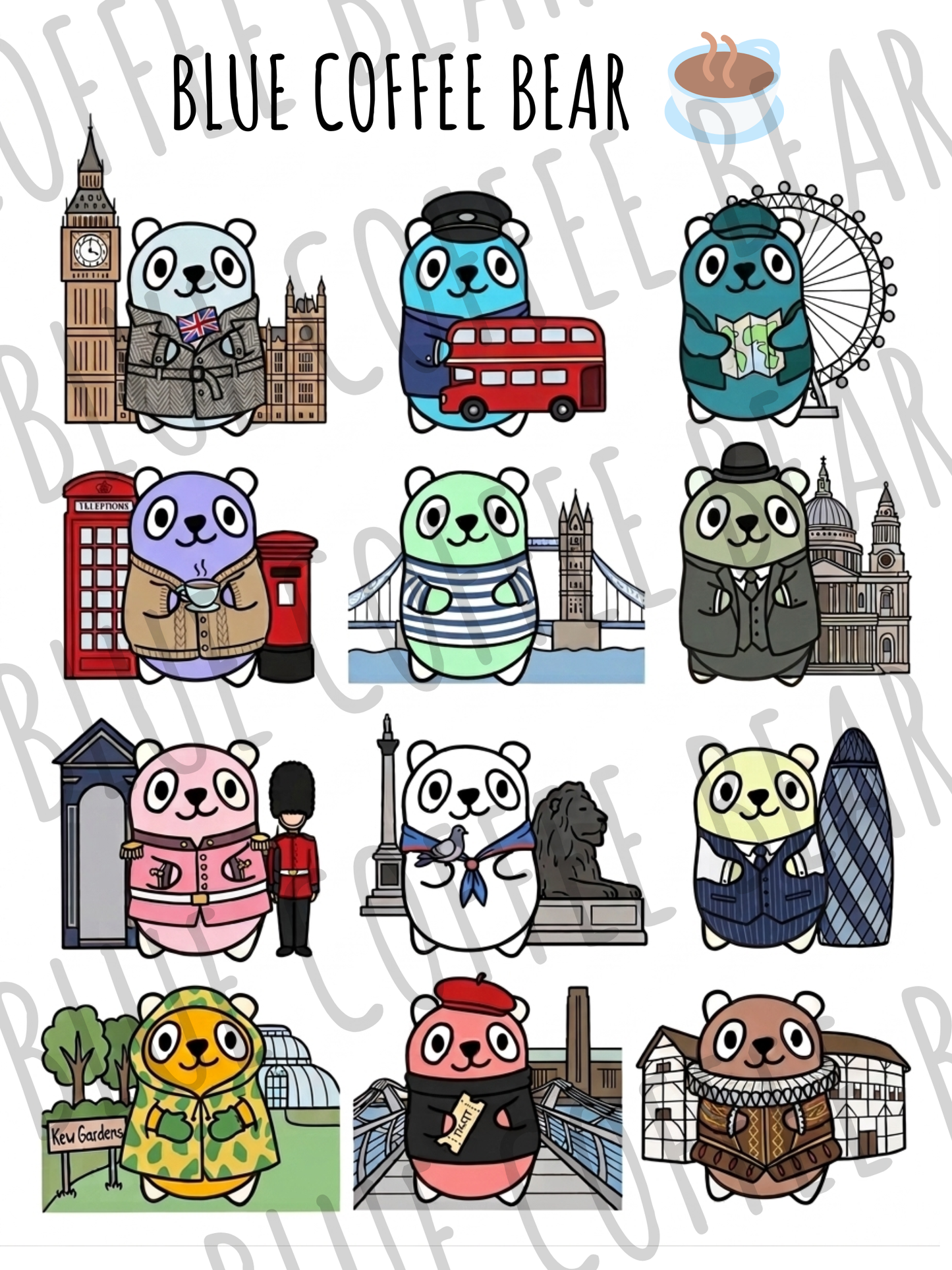 BlueCoffeeBear London Stickers