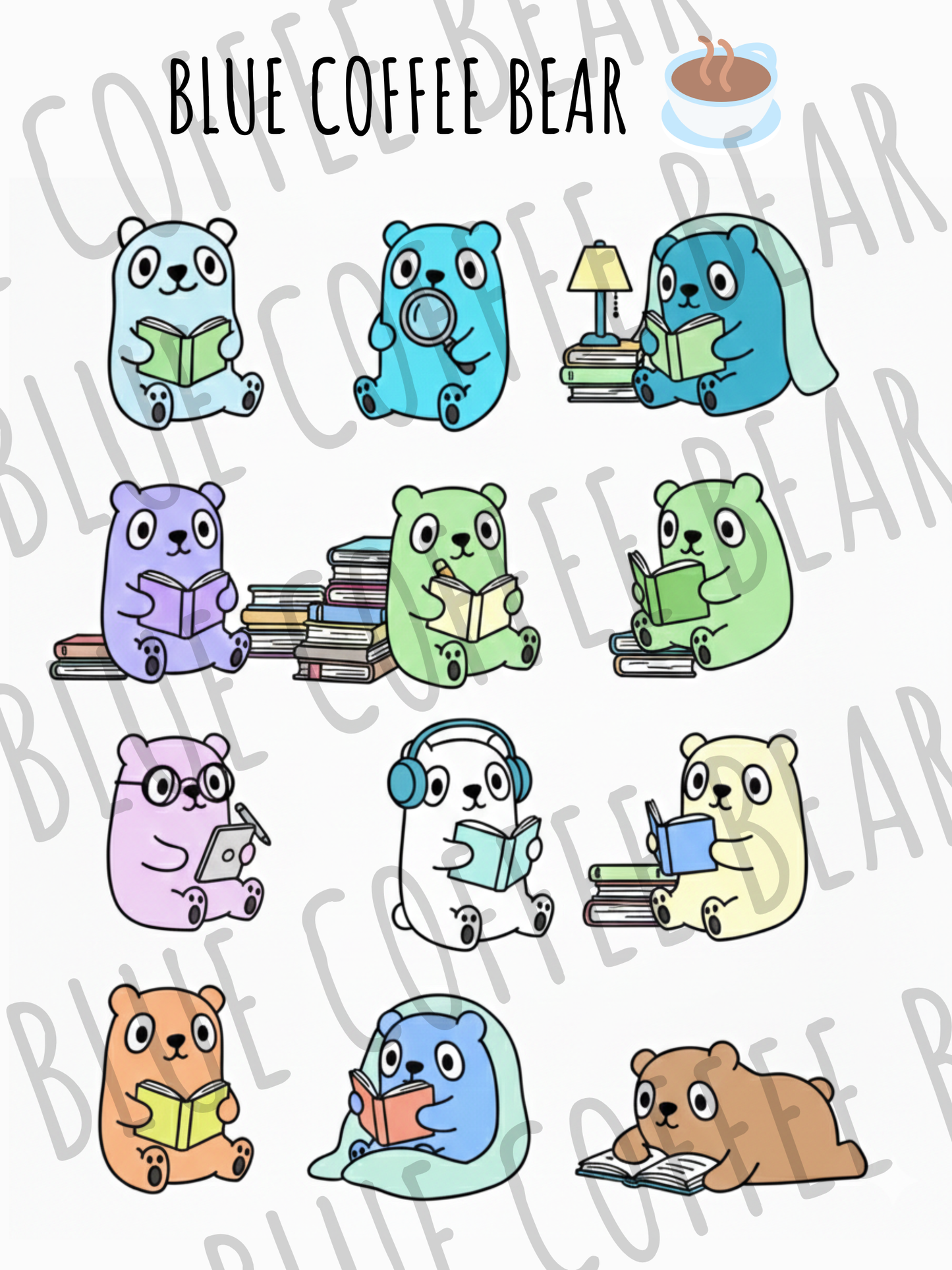 BlueCoffeeBear Reading Stickers