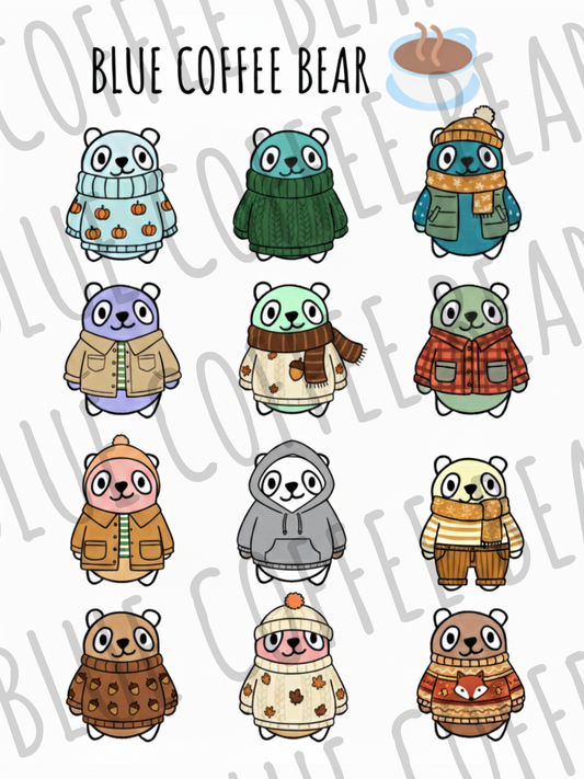 BlueCoffeeBear Fall Fashion Stickers