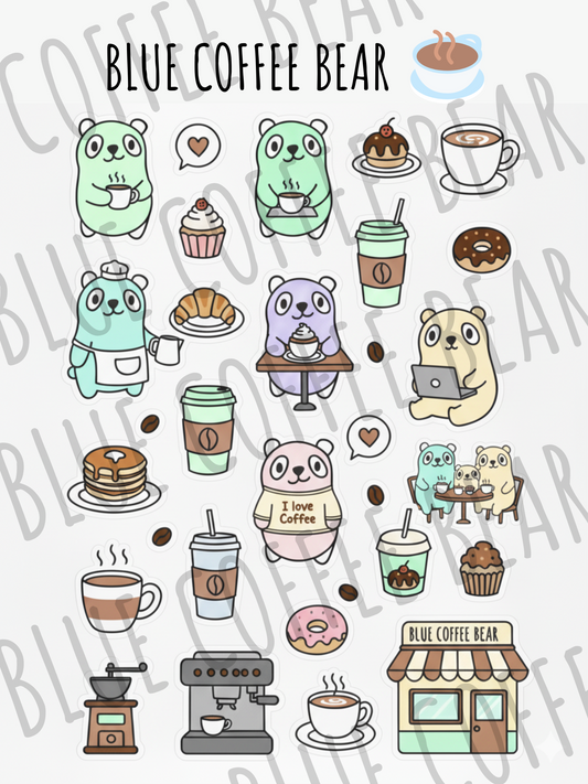 BlueCoffeeBear Cafe Stickers