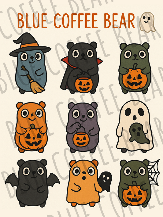 BlueCoffeeBear Halloween Bear Stickers