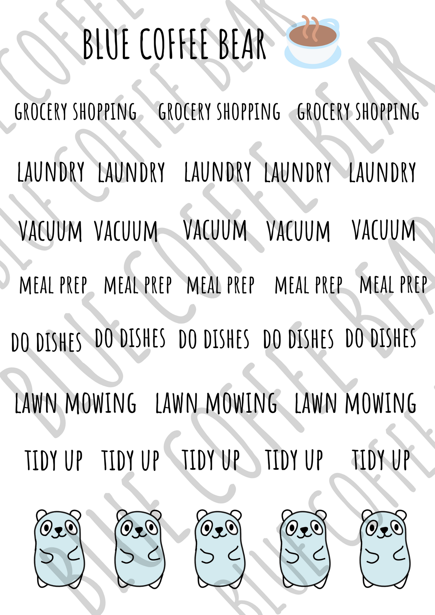 BlueCoffeeBear Chores Script Stickers